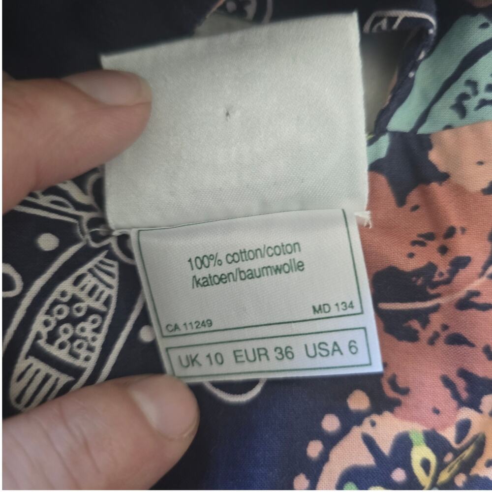 Vintage Laura Ashley Navy Floral Midi Dress-US 6 Open Cross Back Cottage Classic - Picture 8 of 11